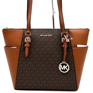 Michael Kors Large Charlotte Tote Bag Luggage/Brown